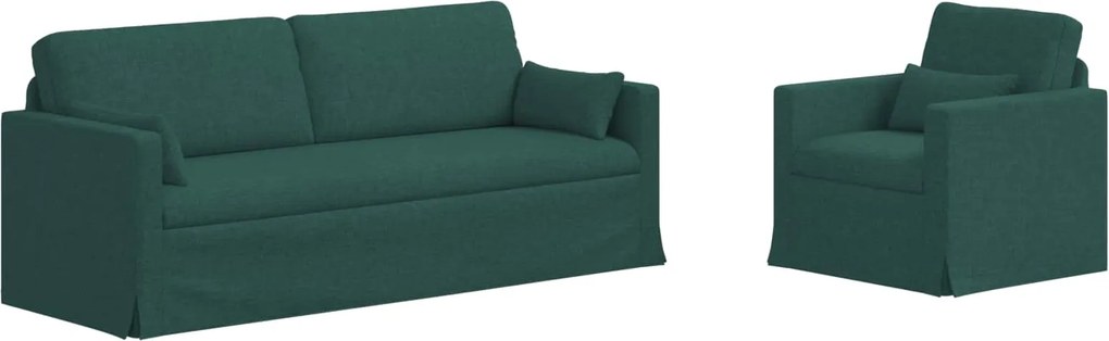vidaXL Set de canapea 2 pcs Verde închis 198 x 78 x 80 cm țesătură