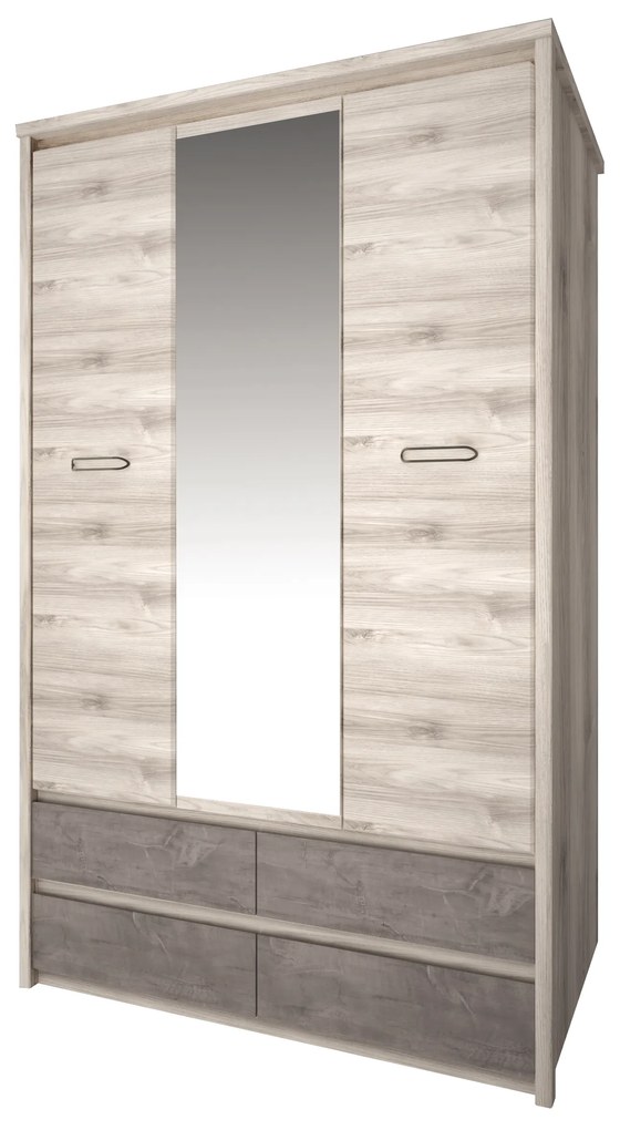 Dulap de haine Jolene 3D4S (cu oglindă) (castan nairobi + onyx). 1052974