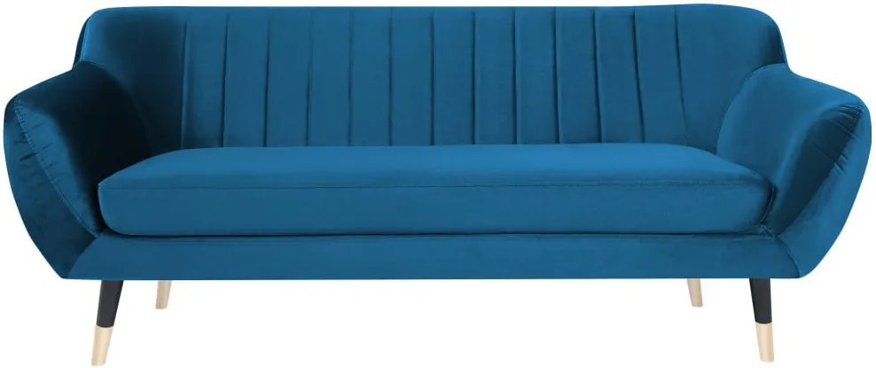 Canapea cu 3 locuri Mazzini Sofas BENITO cu picioare negre, albastru