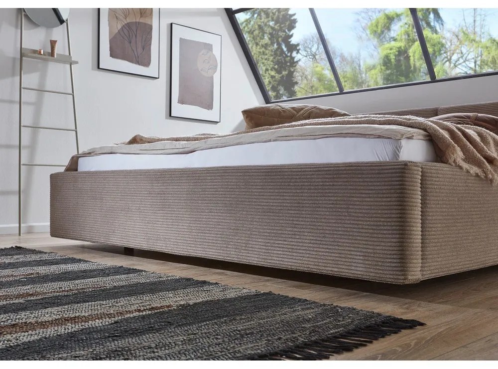 Pat matrimonial maro deschis tapițat fără somieră 180x200 cm Cube – Meise Möbel