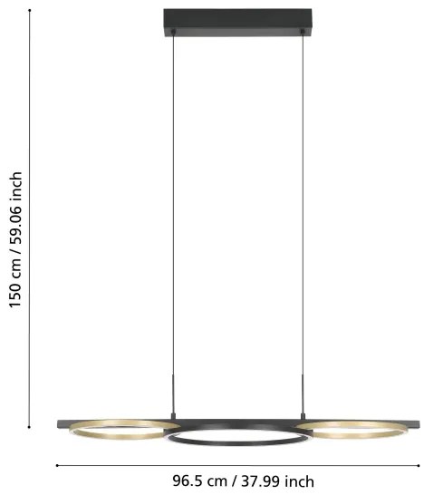 Lustră LED dimabilă pe cablu Eglo 390087 LANACERA 2xLED/12,5W/230V + LED/15,5W