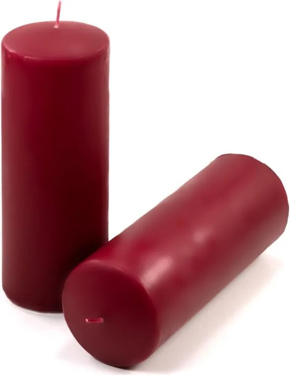 Set de lumânări în formă de pilon, 20 cm, Ø 7,5 cm, burgundy