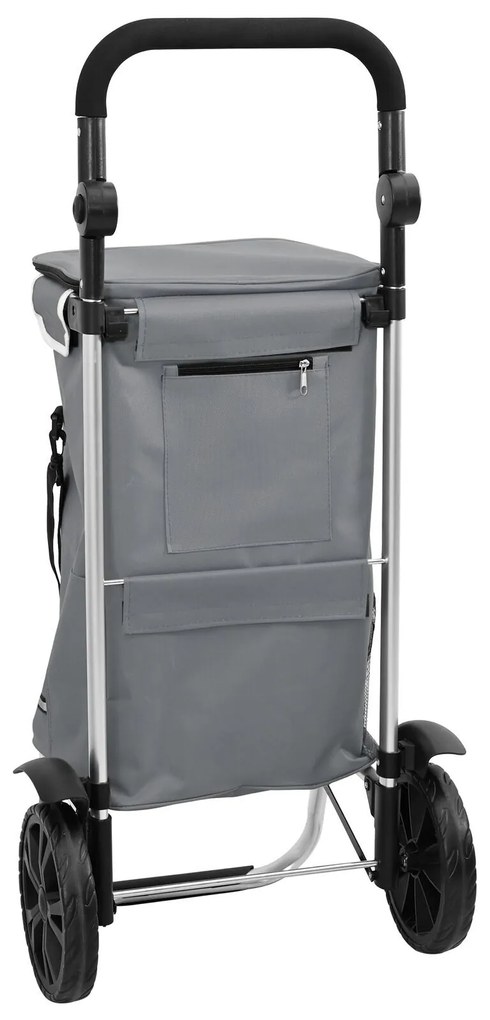 vidaXL Cărucior de cumpărături cu roți și mâner reglabil, gri, 40 L