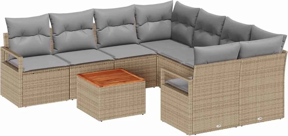 vidaXL Set de canapele pentru grădină 9 pcs Beige și gri deschis