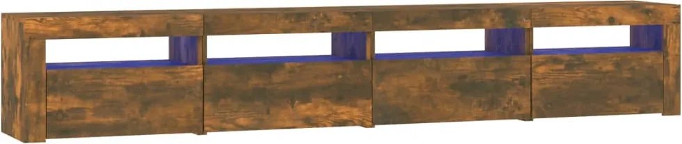 vidaXL Comodă TV cu lumini LED, stejar fumuriu, 240x35x40cm