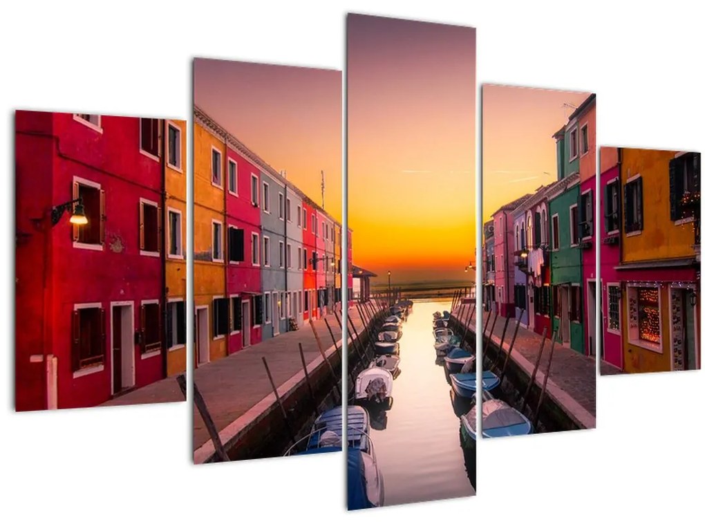 Tablou - Apus de soare, insula Burano, Veneția, Italia (150x105 cm)