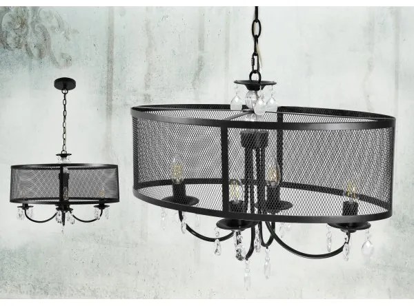 Lustră pe lanț BRESSO 4xE14/12W/230V negru