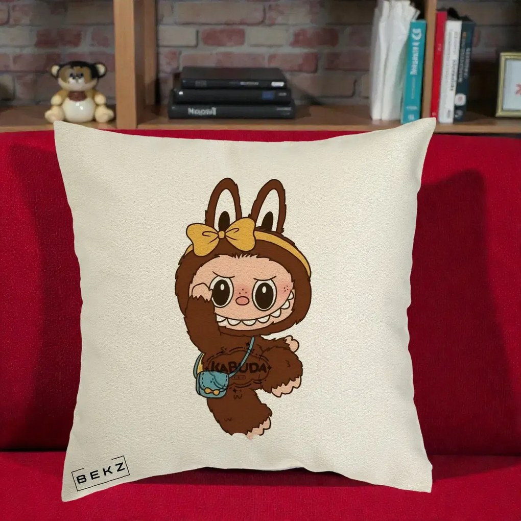 Perna Personalizata Kabuda Maro cu Funda Aurie, 40x40 cm, Ecru, Husa Detasabila, Perna Inclusa, BEKZ®