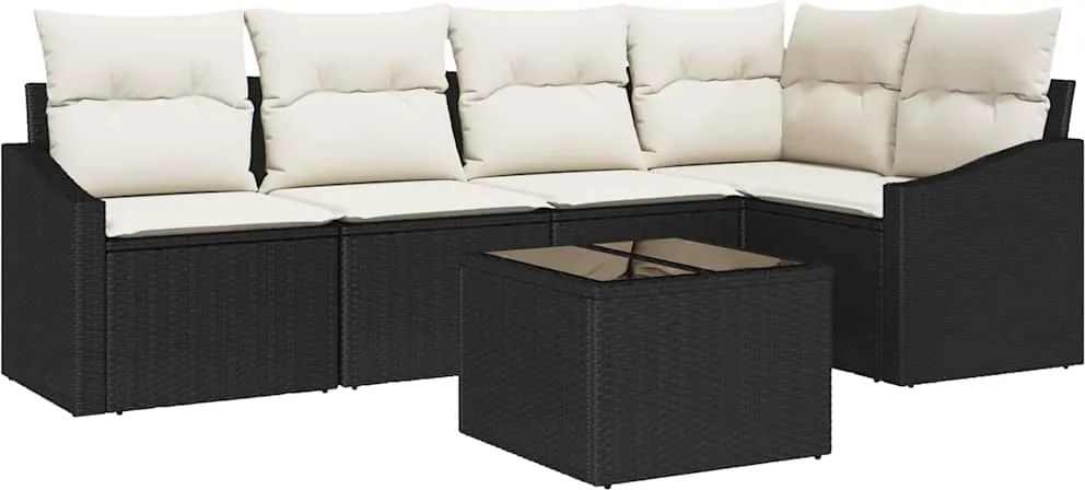 vidaXL Set de canapele pentru grădină 6 pcs Maro și Crem poliratan