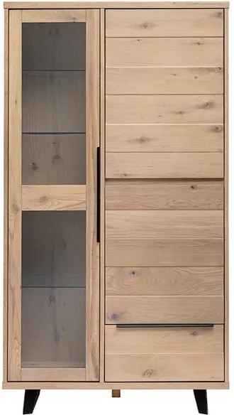 Vitrină din lemn de stejar alb Unique Furniture Novara