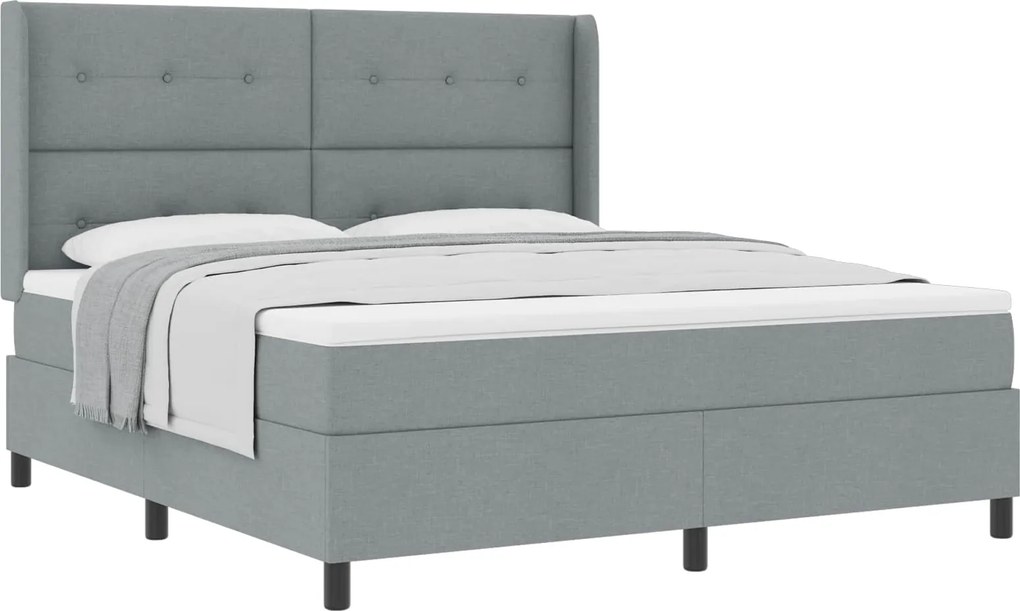 vidaXL Pat cu arcuri cu saltea Gri deschis 200 x 180 cm țesătură