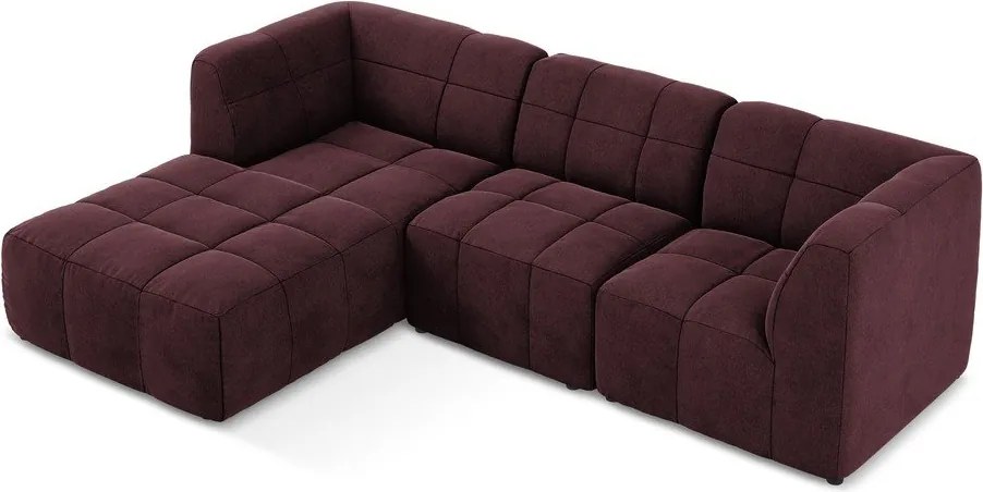 Colțar burgundy cu tapițerie din catifea (cu colț pe partea stângă/cu șezlong) Aloha – Makamii