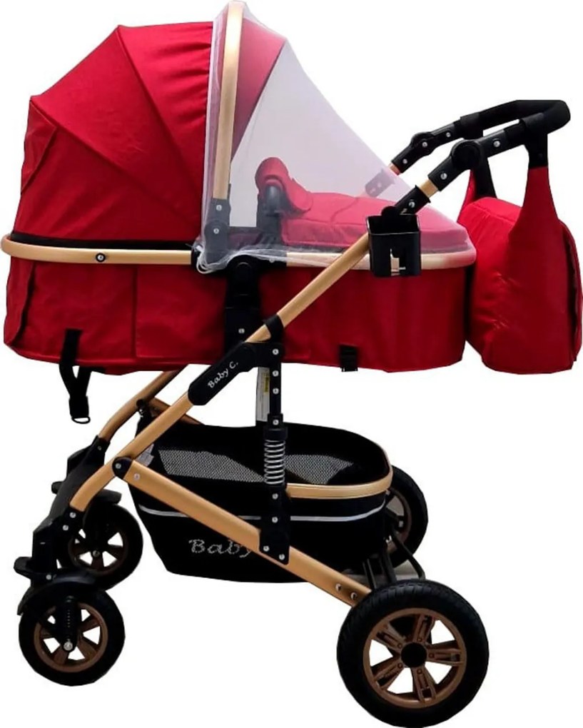Carucior nou nascuti 2 in 1 Baby Care™ PRO 531, Cu geanta bebe, Cadru Aluminiu Gold , Amortizoare, Roti din cauciuc plin AVE, Spatar reglabil 3