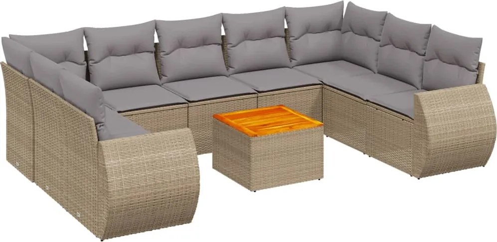 vidaXL Set canapele de grădină cu perne, 10 piese, bej, poliratan