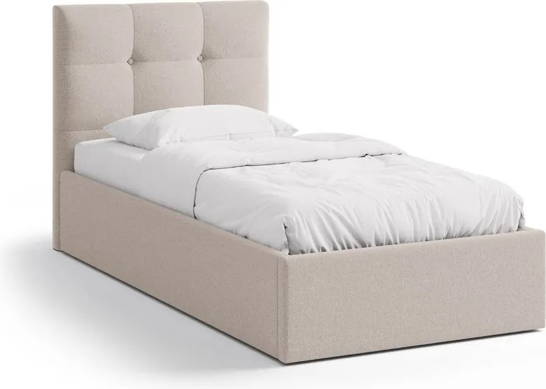 Pat maro deschis tapițat cu spațiu de depozitare cu somieră 90x200 cm Phaedra – Micadoni