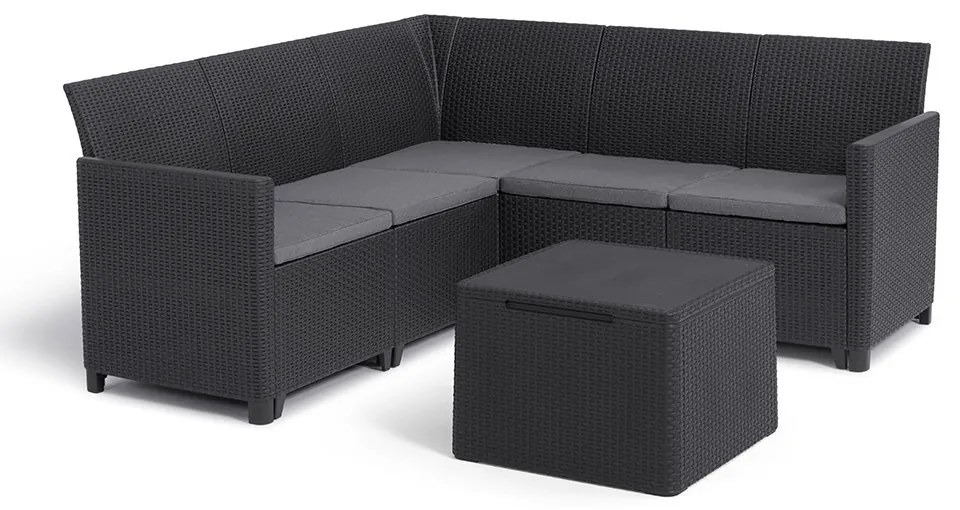 Set de colț de grădină Claire cu 5 locuri și masă cu perne, grafit