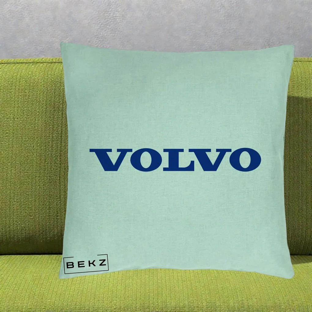 Perna Personalizata cu emblema Volvo, 40x40 cm, Verde Menta, Husa Detasabila, Perna Inclusa, BEKZ®