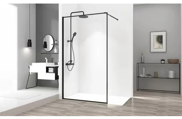 Paravan de dus tip Walk-in Rea Bler 70x195 cm profil negru