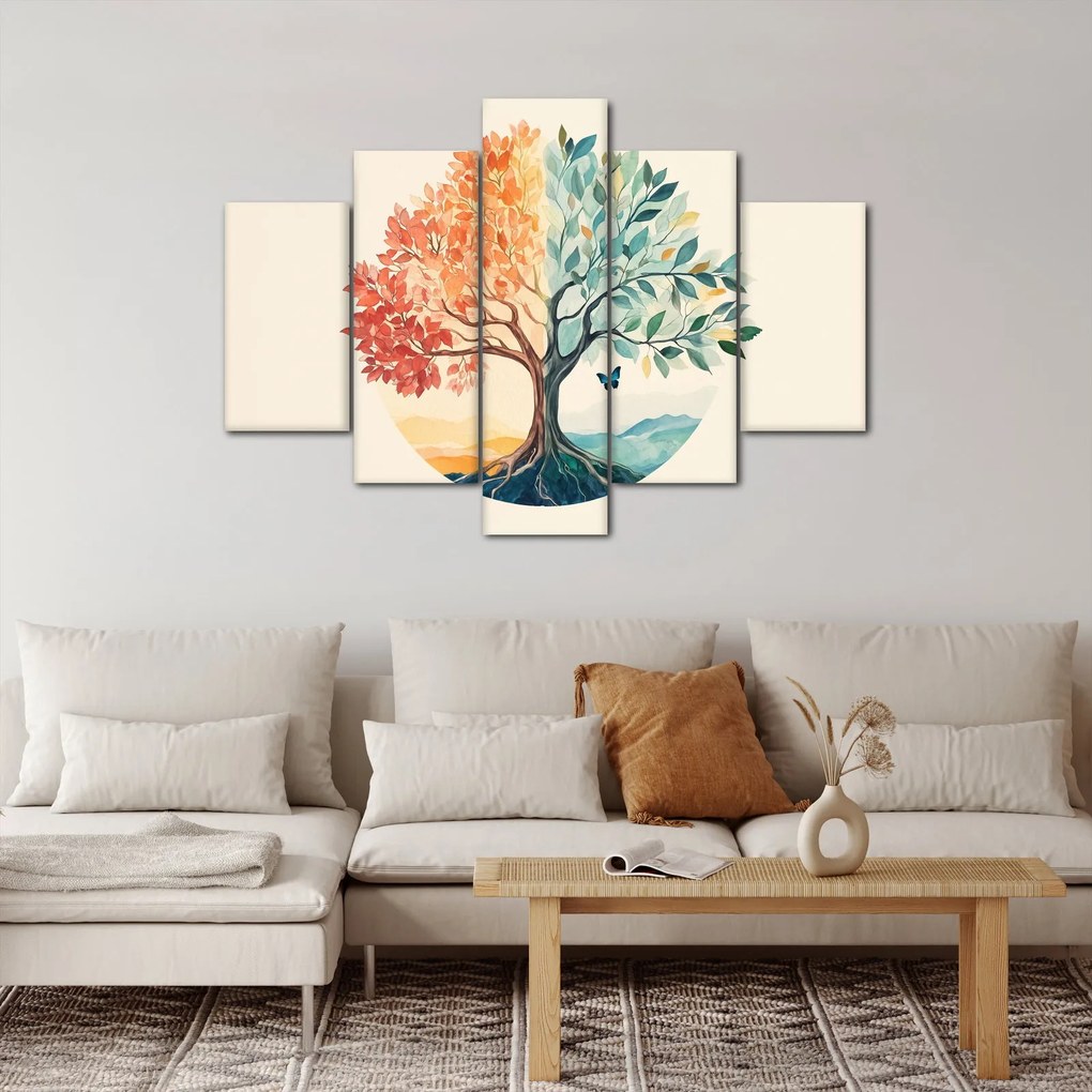 Tablou – Arbore dual cu fluture (150x105 cm)