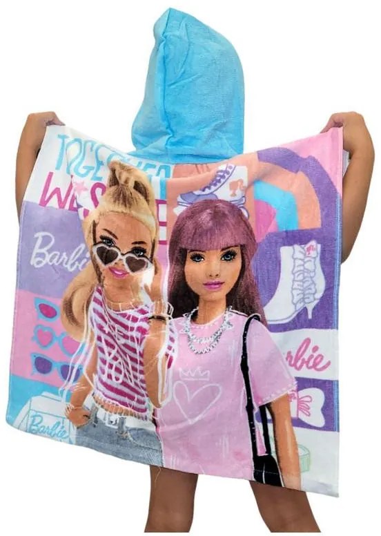 Barbie Together poncho prosop de plajă 60x120 cm