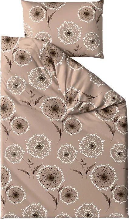 Set lenjerie cocolino PAMPELINO maro deschis + cearsaf Cocolino microplus cu elastic SOFT 90x200 cm alb, pat single