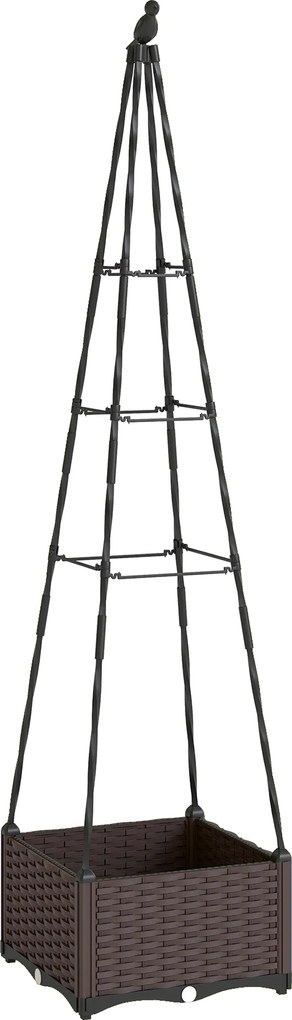 Outsunny Jardinieră cu Grilaj Metalic pentru Plante Cățărătoare Ghiveci din PP cu Orificii de Drenaj și Dopuri 40x40x175 cm | Aosom Romania