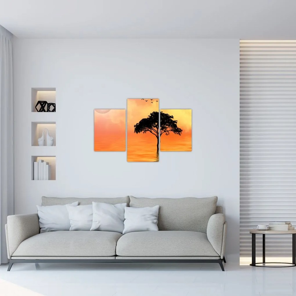 Tablou cu copac în apus de soare (90x60 cm)