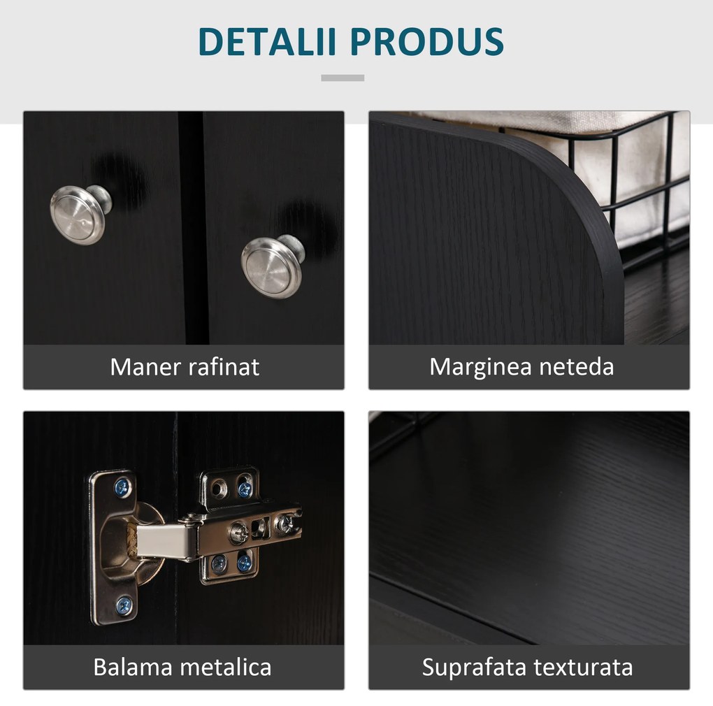 HOMCOM Dulap pentru Pantofi, Organizator Încălțăminte cu Design Compact, 83x30x90 cm, Negru | Aosom Romania