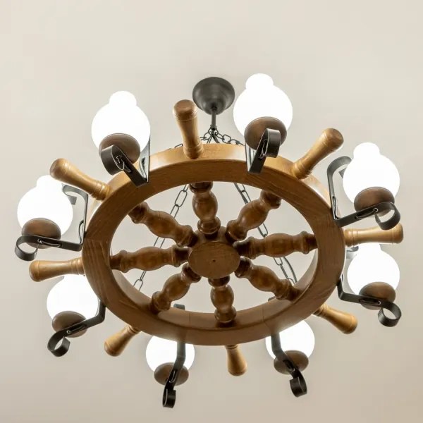 Brilagi - Candelabru pe lanț TIMONA 8xE14/40W/230V Ø70 cm fag/nuc