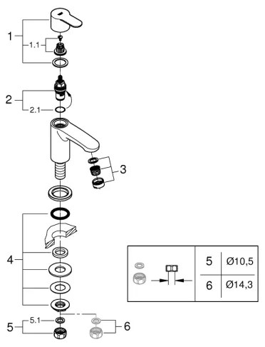 GROHE 23039002 - Baterie monocomandă EUROSTYLE COSMOPOLITAN, mărime XS, crom