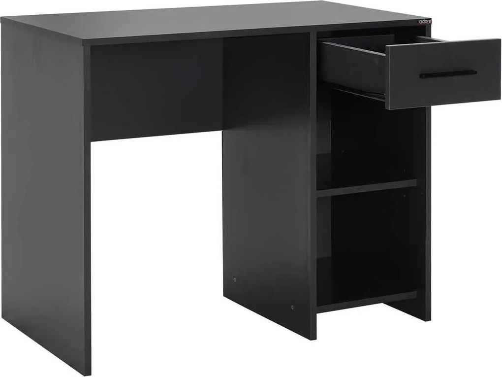 Birou Modern Adore Concept cu Sertar și 2 Rafturi, Alb - Maro - Stejar - Antracit, 90x52x75 cm