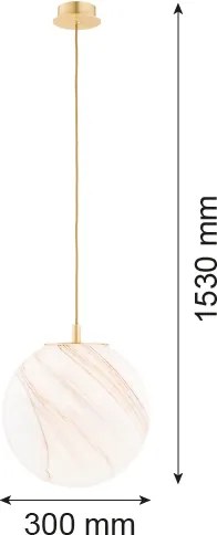 Lustră pe cablu Argon 8448 ALMIROS 1xE27/15W/230V d. 30 cm auriu