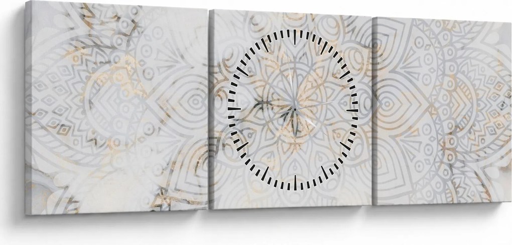 Tablou - Mandale albe (cu ceas) (90x30 cm)