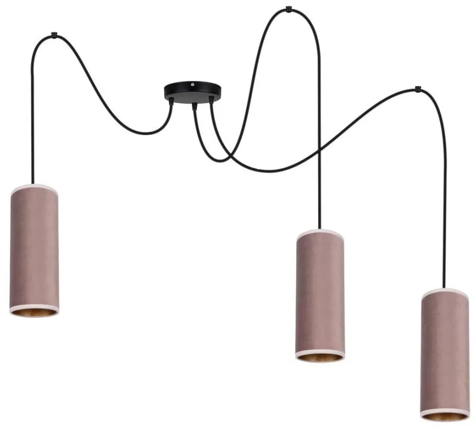 Lustr AVALO 3xE27/60W/230V cablu roz/miediu