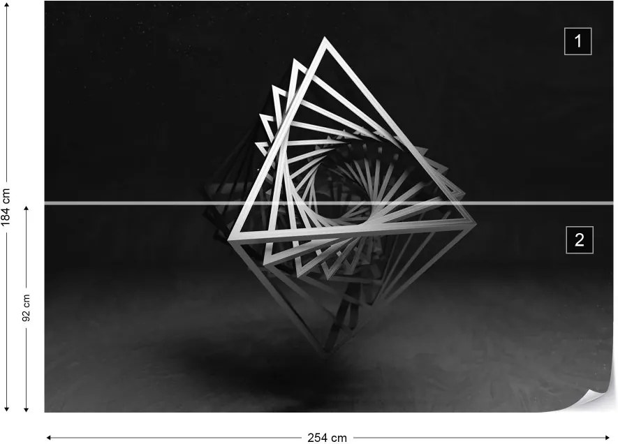 Fototapet GLIX - 3D Black And White Object + adeziv GRATUIT Tapet nețesute - 254x184 cm