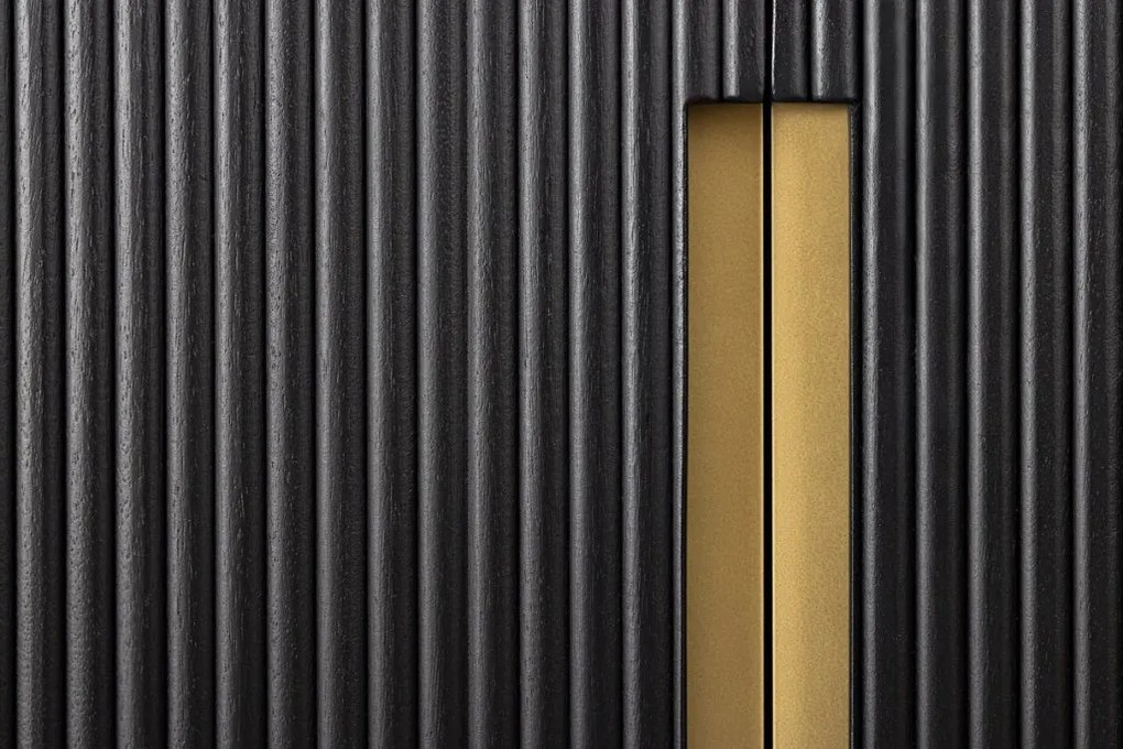 Comoda TV lemn de mango fronturi canelate GATSBY 160cm negru