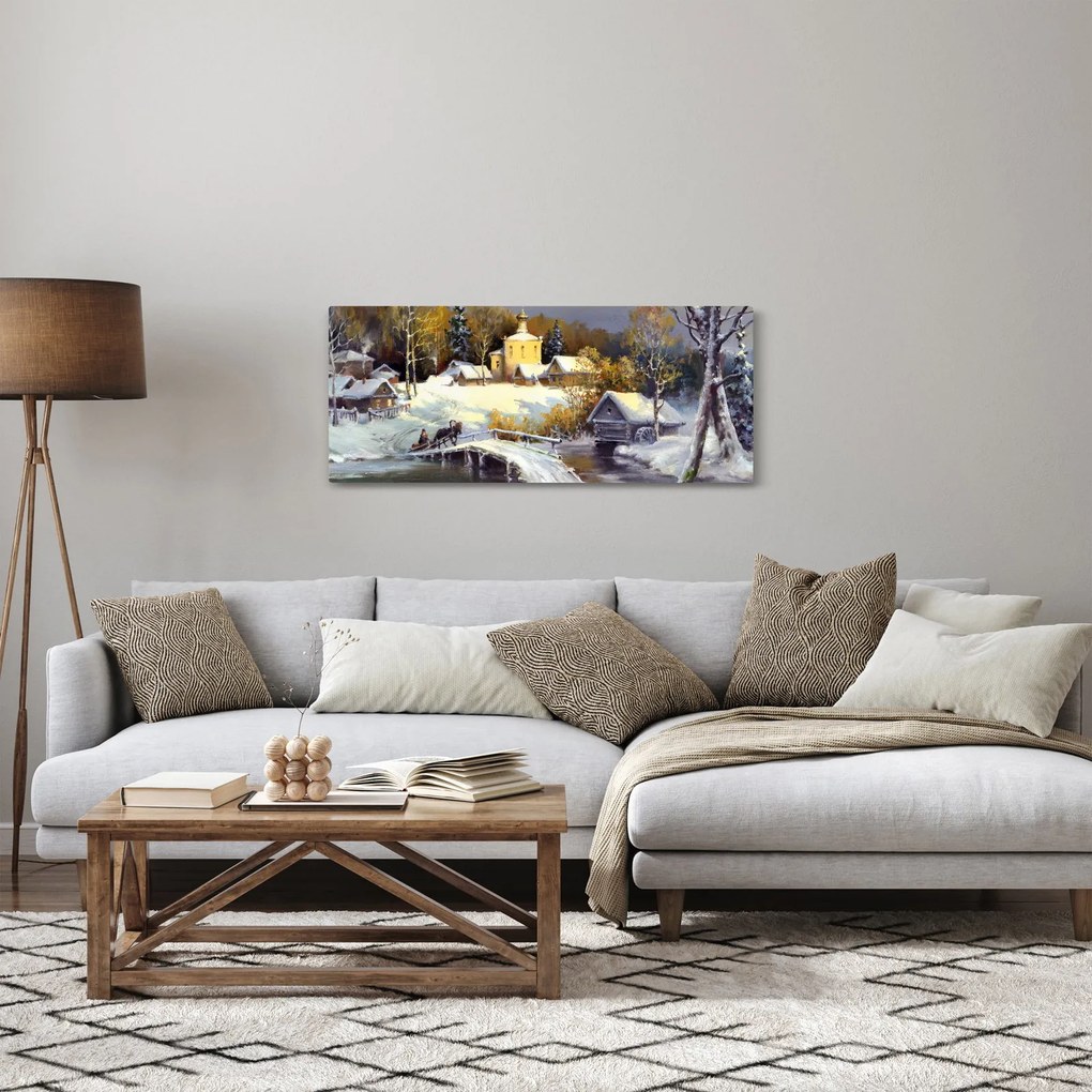 Tablou - Orășel iarna (120x50 cm)