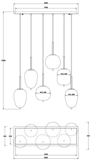 Lustră pe cablu BLACKY 6xE14/40W/230V neagră Globo 15345-6