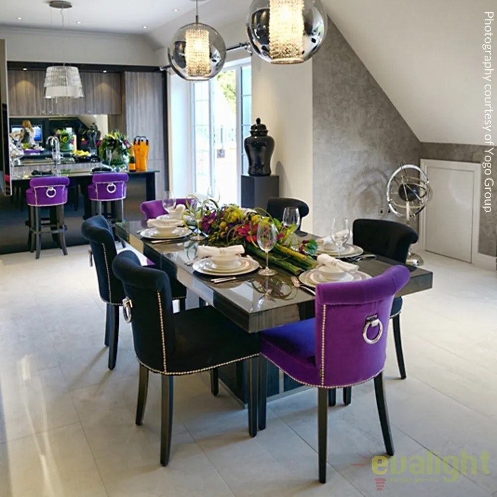 Scaun elegant negru, tesatura casmir si picioare din lemn, Key Largo 105081 HZ