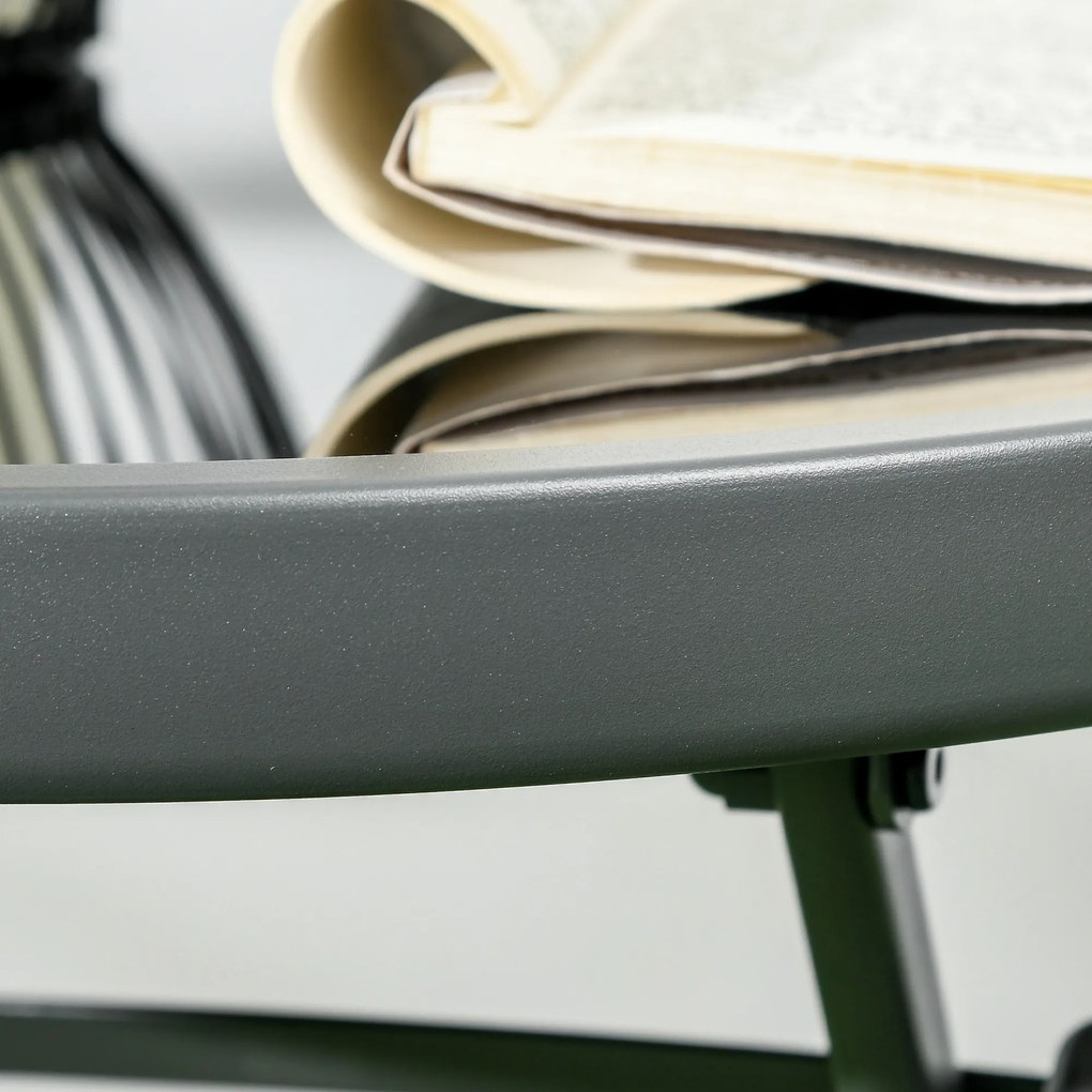 Outsunny Set de Exterior din 3 Piese cu Masă cu Blat din Sticlă și 2 Scaune Pliabile din Plasă, Ф45x50 cm, Gri Deschis | Aosom Romania