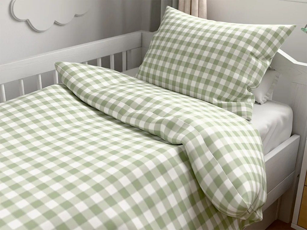 Lenjerie de pat din bumbac pentru patut GRENTIS verde Dimensiunile lenjeriei: 45 x 65 cm | 90 x 135 cm