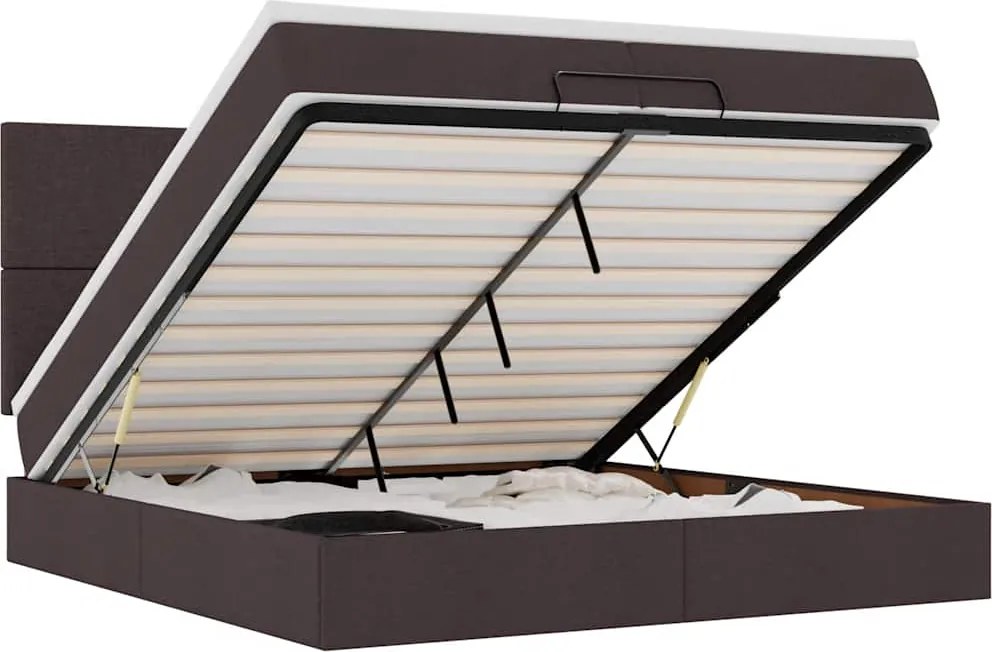 vidaXL Cadru de pat otoman cu saltele țesătură maro închis 200x200cm