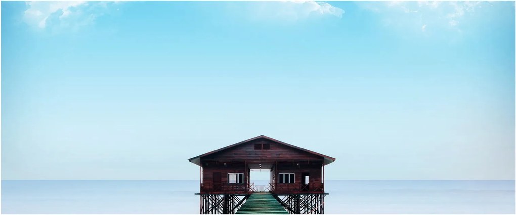 Tablou cu casă pe mare (120x50 cm)