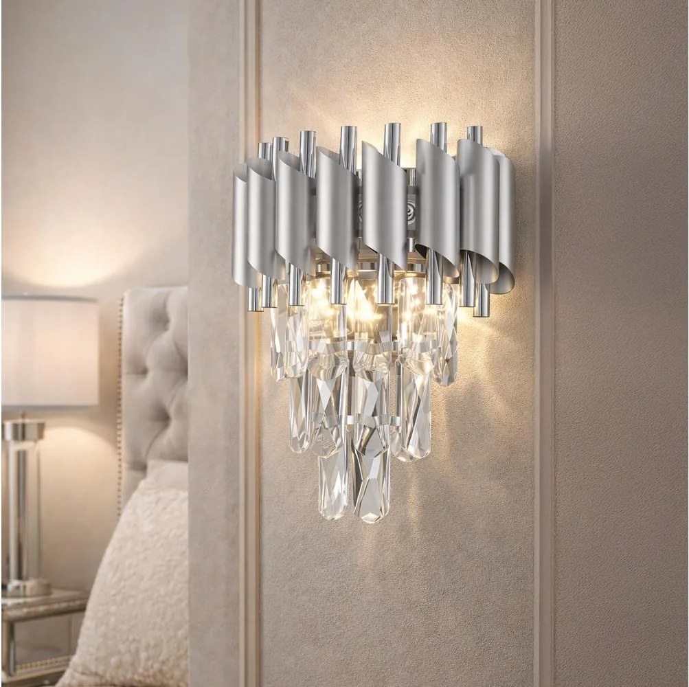 Brilagi - Aplica de perete ECLIPSE 2xE14/10W/230V argintie