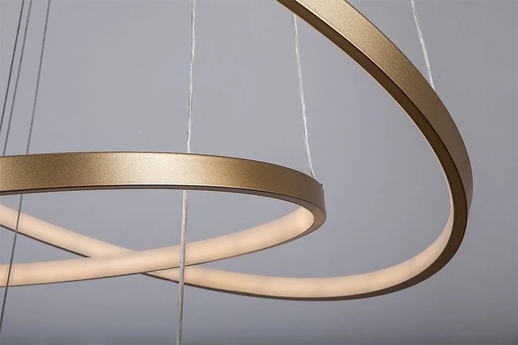 Lustra LED cu telecomanda cu 3 inele metal auriu Beliza