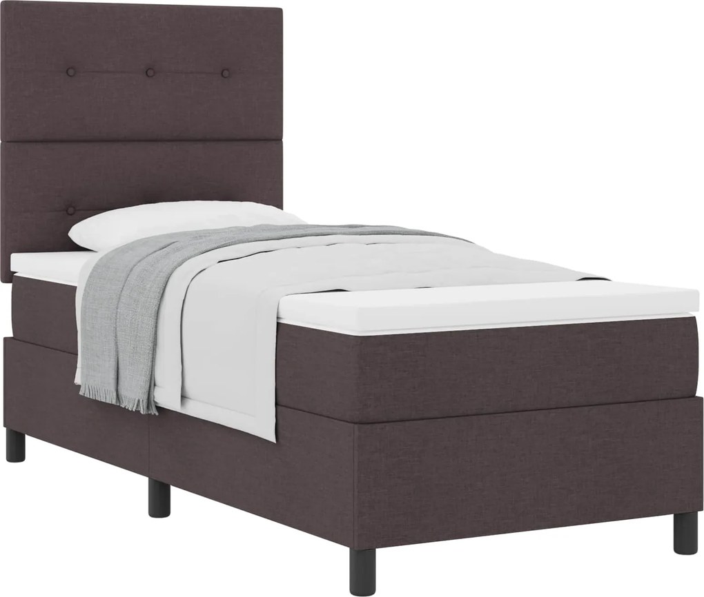 vidaXL Pat cu arcuri cu saltea Maro închis 80 x 200 cm țesătură
