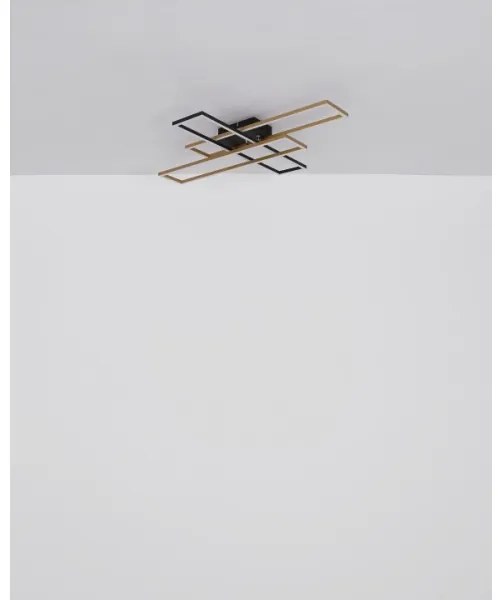 Plafonieră LED Globo 67208-40G DAKARI 40W/230V 3000K 60x80 cm negru/auriu