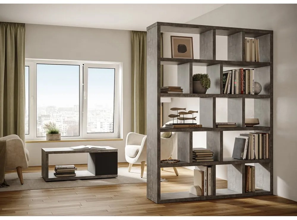 Bibliotecă gri cu aspect de beton 150x198 cm Berlin – TemaHome