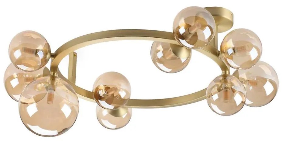 Ideal Lux - Plafonieră LED aplicată PERLAGE 10xG9/3W/230V Ø 70 cm auriu/fumuriu