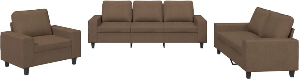 vidaXL Set de canapele, 3 piese, maro, textil
